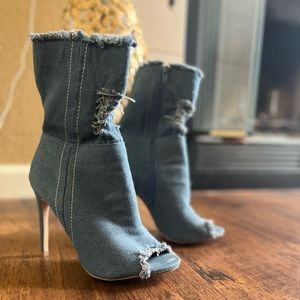 Denim boot heels